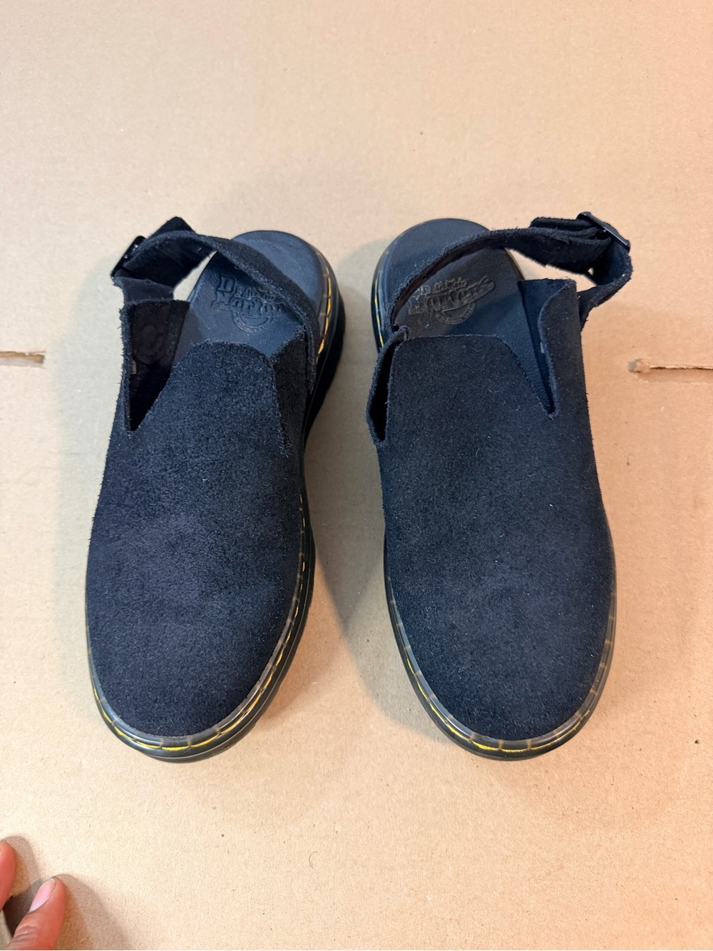 Dr. Martens  Black Suede Slip-On Sandals
